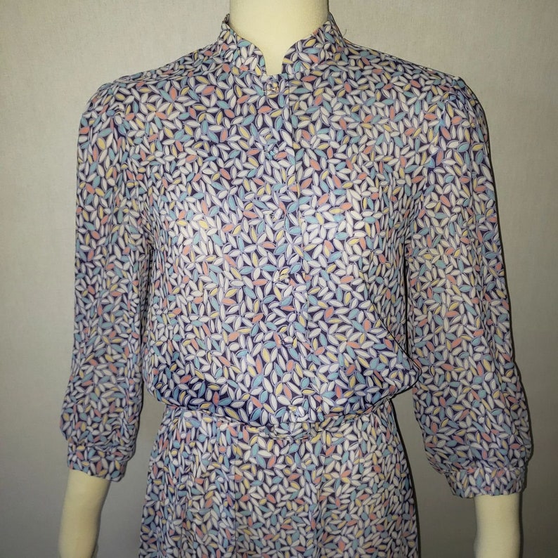 vintage dress spring dress easter dress pastel dress purple dress pink dress secretary dress dress with belt 80s dress 1980s dress 70s dress