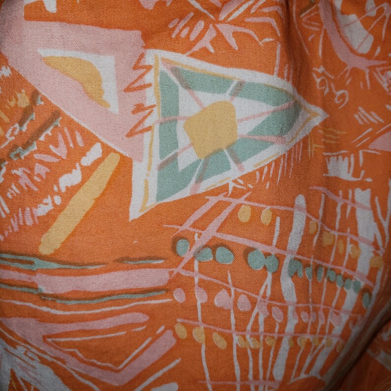 vintage romper 80s romper summer romper romper with pockets orange romper abstract print 1980s romper coral romper vacation romper