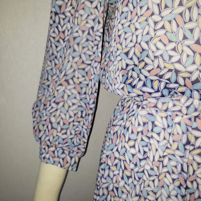 vintage dress spring dress easter dress pastel dress purple dress pink dress secretary dress dress with belt 80s dress 1980s dress 70s dress