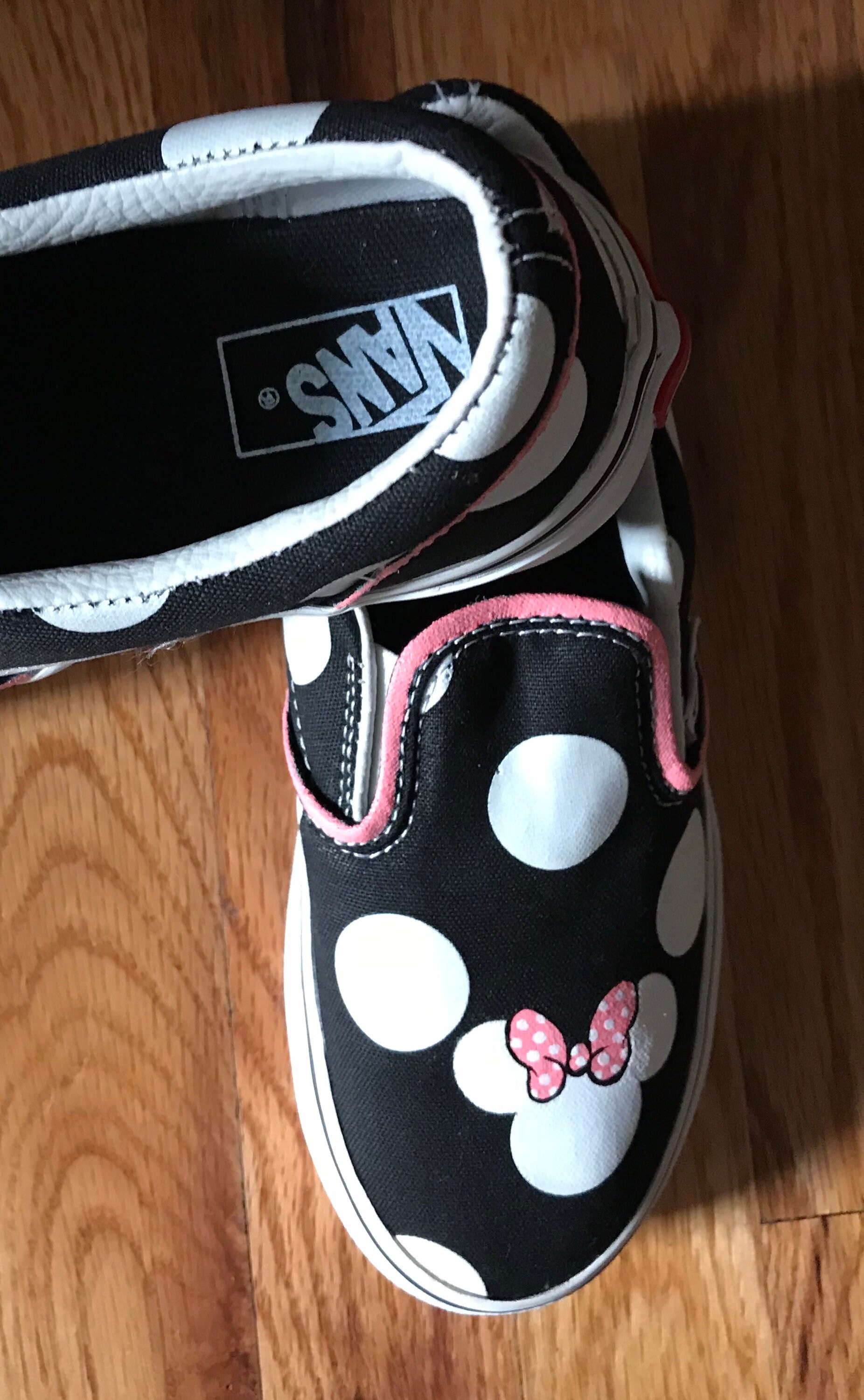 Hand Painted Disney Minnie Mouse Inspired Vans Slip Ons Size Girls 13 Etsy
