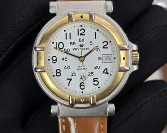 Pryngeps Navy. Quartz vintage wristwatch caliber ETA 955.414 watch Italy 1980s