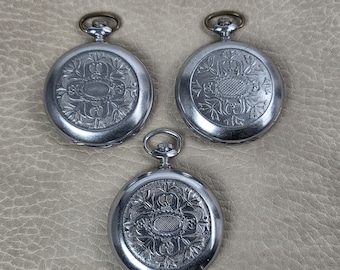 3 pcs. Molnija pocket watches. Not working, for repair. 18 Jewels classic vintage caliber 3602 USSR 1980s