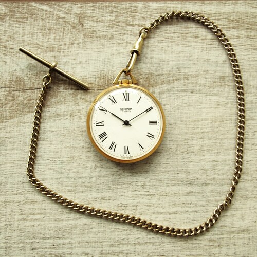 Raketa SU pocket watch caliber 2609.HA Gold Plated Soviet Union 1980s