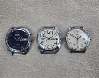 3 pcs. Slava watches. Not working, for repair. 21 and 26 Jewels classic vintage USSR wristwatches 1980s