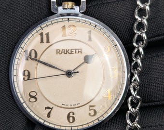 Raketa Sailboat 19 Jewels USSR pocket watch caliber 2609.HA Soviet Union watch Ракета 1980s