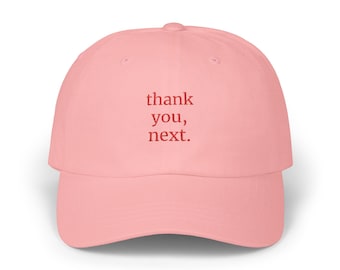 Thank You, Next cap, embroidered casual pink baseball cap, trendy gift for Ariana Grande fans, statement accessory