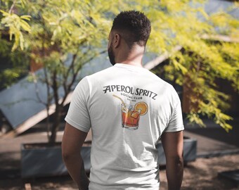 Aperol Spritz Social Club Unisex T-Shirt aus Baumwolle Weiß, lässiges Party-Shirt, Sommer Drink Shirt, Geschenk für Freunde, Party-Kleidung
