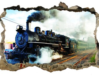 Wall Stickers Train Track Toy Boys Nursery Window Decal 3D Art Vinyl Room C386