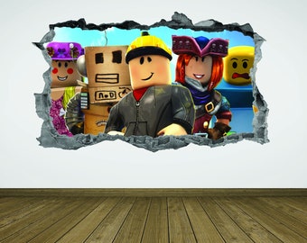 Roblox Decal Etsy - roblox wall art kids roblox mural roblox decor 3d roblox wall decal roblox stickers decal