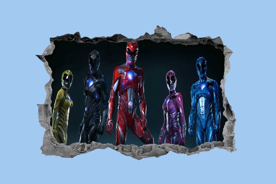 Power Rangers Stickers Wall Art Superhero Decals 3d Decor Kids Bedroom Mural