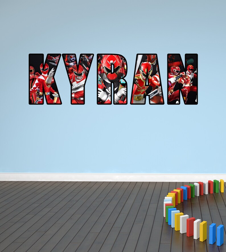 Power Rangers Custom Name Wall Decal Stickers Decor Letters Wall Art Kids Bedroom