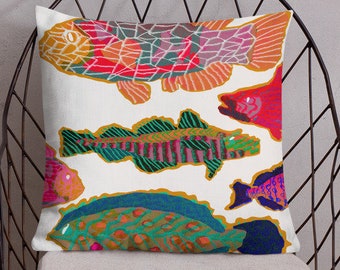 MATISSE LIKE fish pillow - Colorful abstract Premium Home Decor for a Scandinavian Touch