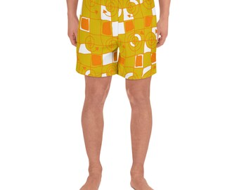 YELLOW CONFUSION Swim SHORTS / Gifts for him / Board shorts / Tropical / Abstract Art / Summer shorts