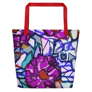 ABSTRACTED RHODODENDRON beach BAG / Over night bag / Reusable grocery bag / Tote bags / Travel Bag / Bridesmaid tote / Fall wedding decor image 9