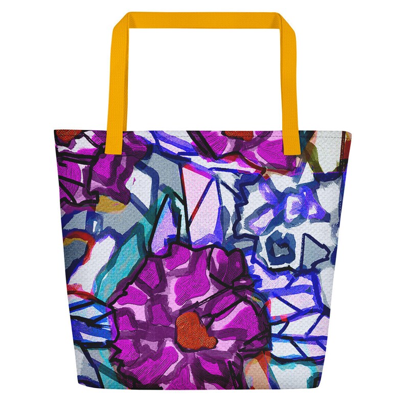 ABSTRACTED RHODODENDRON beach BAG / Over night bag / Reusable grocery bag / Tote bags / Travel Bag / Bridesmaid tote / Fall wedding decor image 7