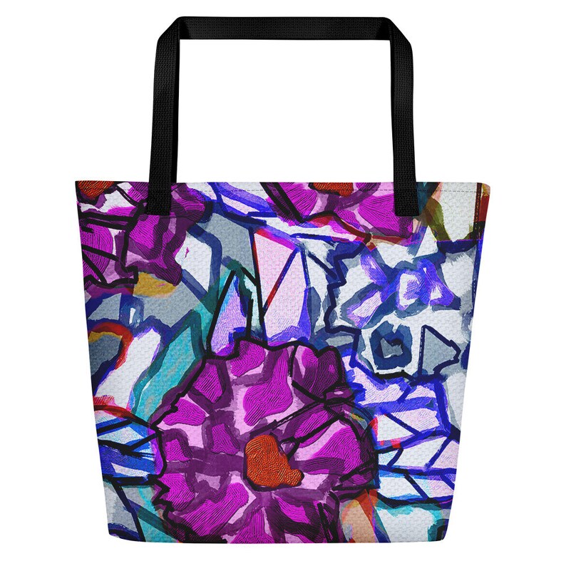 ABSTRACTED RHODODENDRON beach BAG / Over night bag / Reusable grocery bag / Tote bags / Travel Bag / Bridesmaid tote / Fall wedding decor image 5