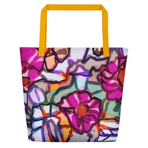 ABSTRACTED RHODODENDRON beach BAG / Over night bag / Reusable grocery bag / Tote bags / Travel Bag / Bridesmaid tote / Fall wedding decor image 8