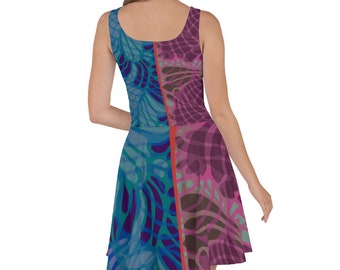 PACIFIC BREEZE DRESS / Blue Dress. Summer dress / Bachelorette dress / Pattern dresses / Skater dresses / Lolita Dress / Mod dress