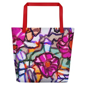 ABSTRACTED RHODODENDRON beach BAG / Over night bag / Reusable grocery bag / Tote bags / Travel Bag / Bridesmaid tote / Fall wedding decor image 10