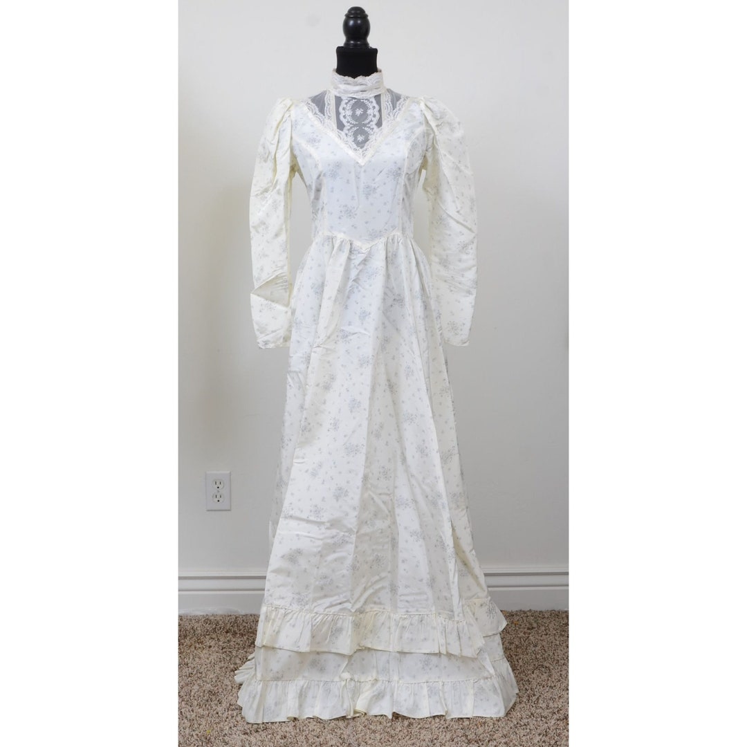 Vintage 1970's Gunne Sax MD Bridal Wedding Floral Lace Victorian ...