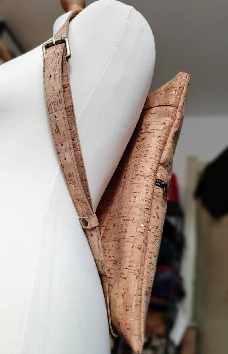 waterproof Handmade Cork Laptop Rucksack Backpack Cork fabric suitable for Vegans Fun Penguin patterned lining