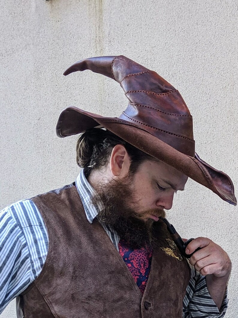 Weathered Leather Wizard Hat custom Etsy