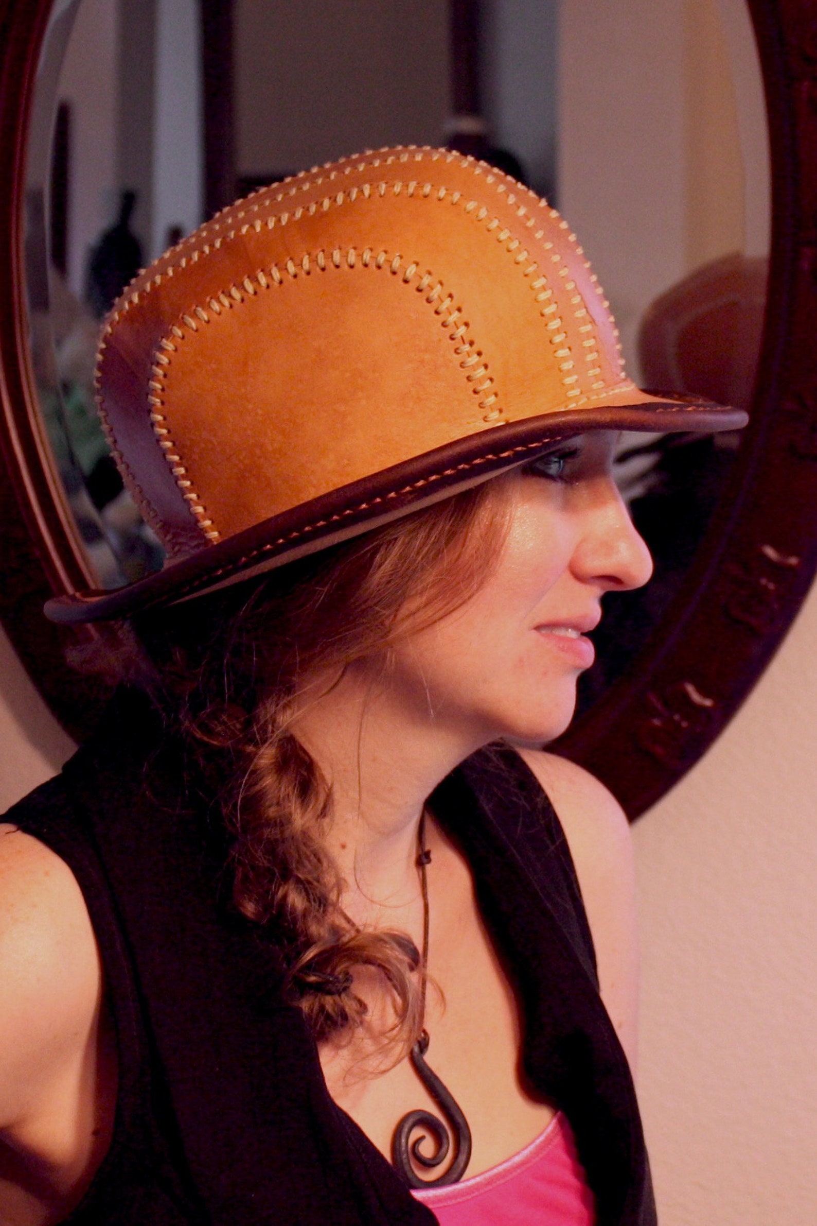 Leather Bowler Hat Etsy