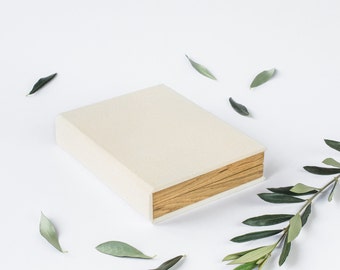Wooden-linen photo box / Sahara beige