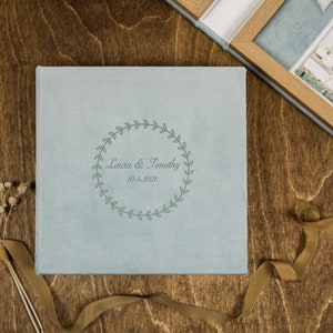 Seagreen velvet wooden photo box / Print box / Wedding photo usb box