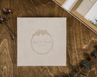 Velvet Cream Oak Photo Box: Handmade Wedding Print & USB Storage