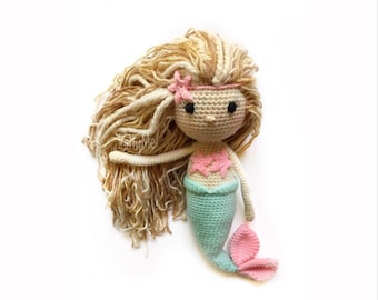 Crochet Mermaid Doll / Handmade Mermaid / Amigurumi Doll / Girl Nursery Decor / Girl Baptism Gift / Girl Baby Shower Gift / Crochet Mermaid