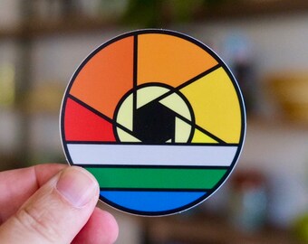Landscape Photography Sticker. Sunset and sunrise. Circle sticker. Gifts for photographers and fans of photography.