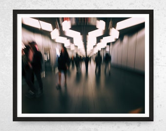 New York City Subway, Abstract Print, Commuting Hustle, World Trade Center, Fine Art Print