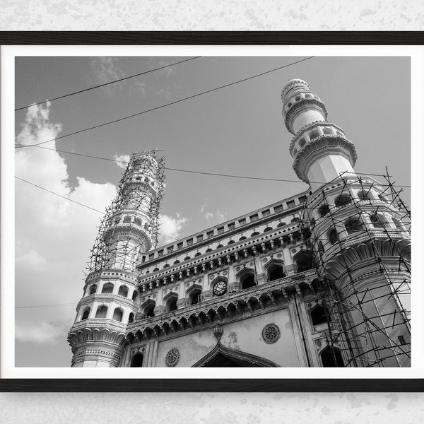 Islamic Wall Art, Hyderabad Fine Are Poster, Charminar Monument, Wedding gift for couple unique, Photography print, Indian decor