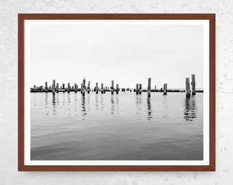 Coastal Fine Art Print, New Jersey, Ocean, Fishing, Berkeley Township, Bayville, Black & White Photography