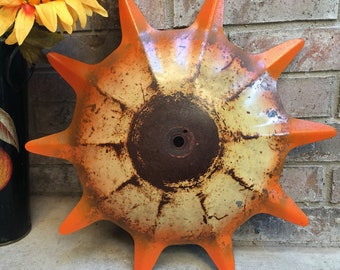 Garden Sunflower Art Vintage Rotary Farm Cultivator Wheel