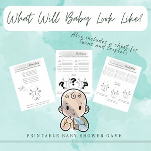 Baby Shower Game, Printable Baby Shower Games, What Will Baby Look Like Game, Guessing Game, Affordable baby shower
