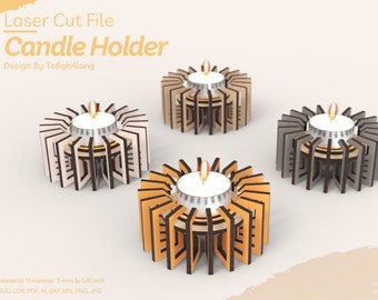 Tealight Holder | SVG | laser cutting file | Glowforge | laser cut file | candle holder | laser cut | Tofigh4lang | Tealight Holder