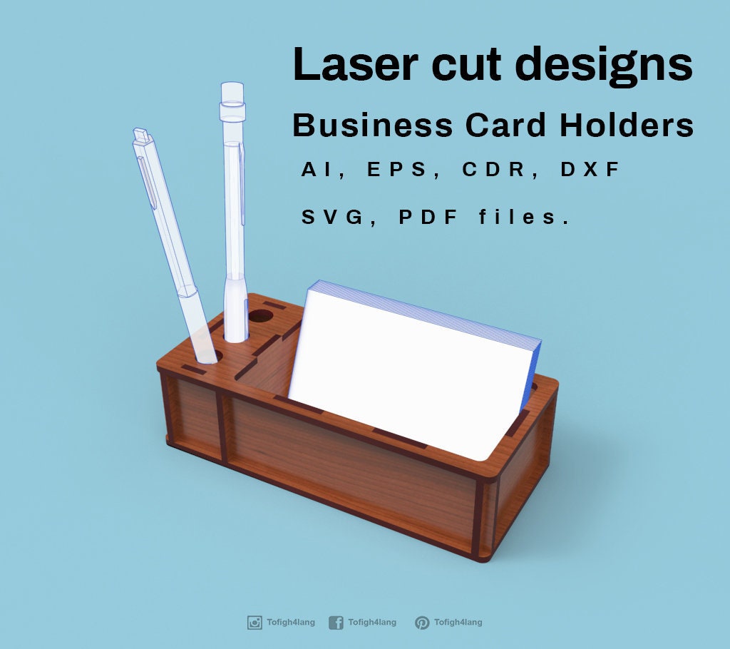 Business Card Holders Laser Cut File Etsy