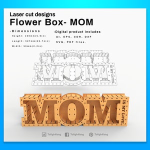 Mothers Day Gift Box Svg for Laser Cut File & Glowforge File Flower Box ...