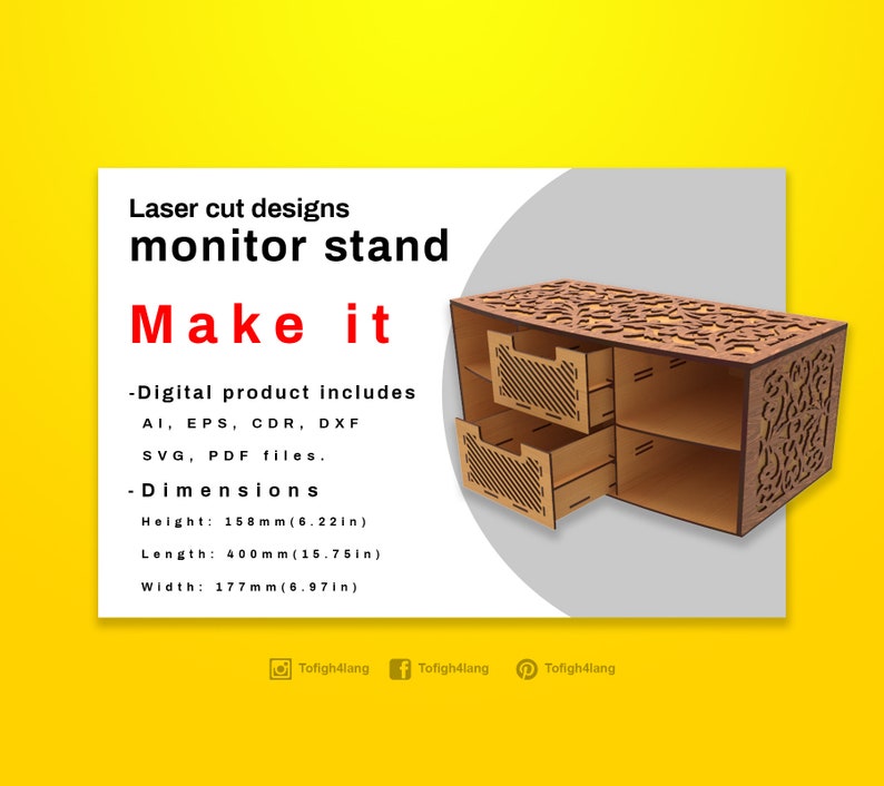 Monitor Stand Laser Cut File Etsy UK