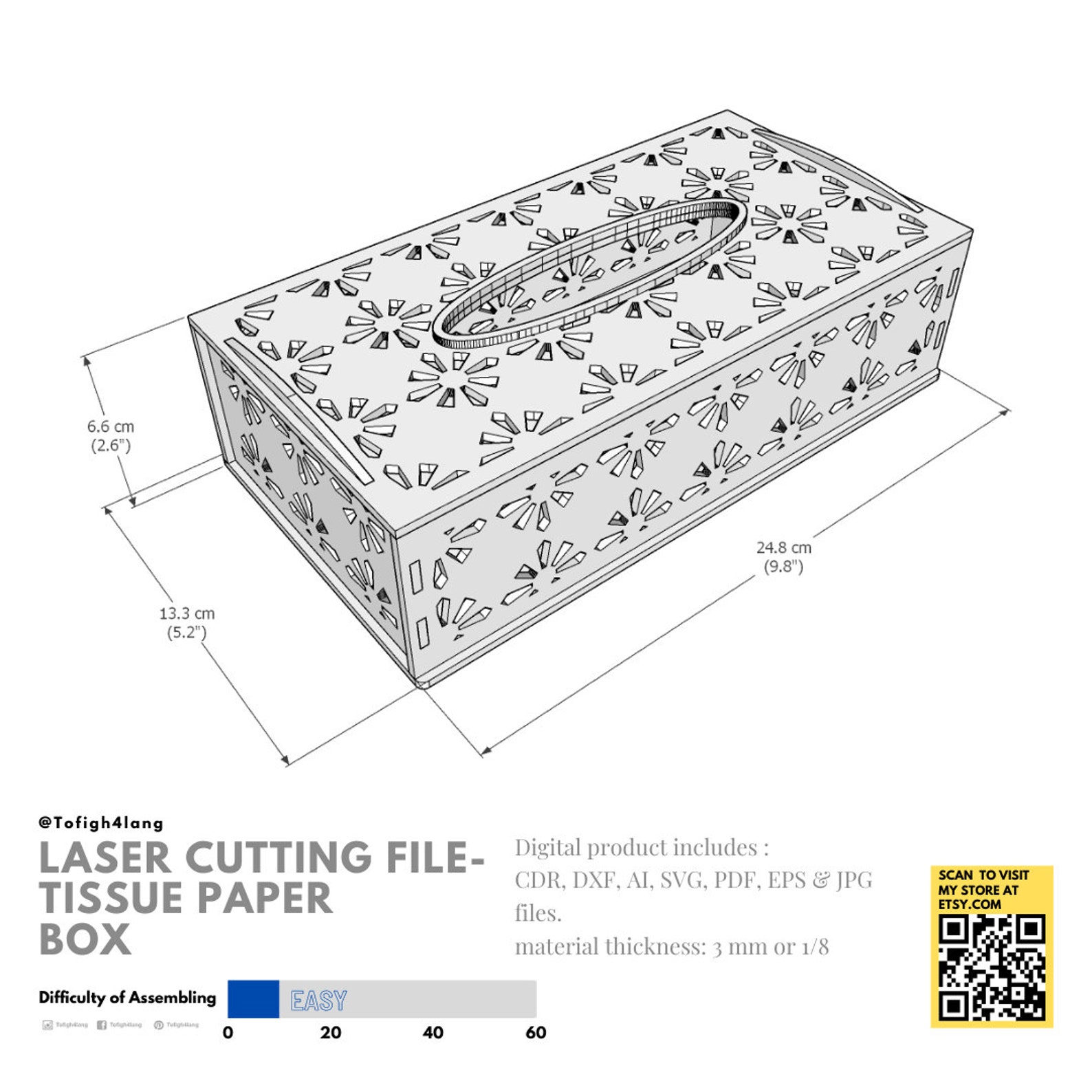 Tissue Paper Box Laser Cutting File Etsy