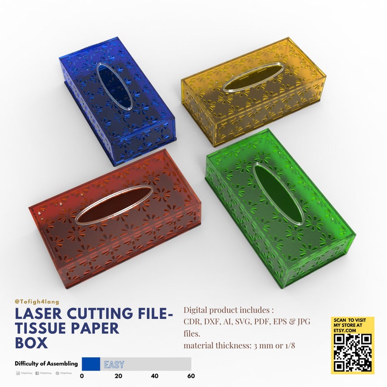 Tissue Paper Box Laser Cutting File Etsy