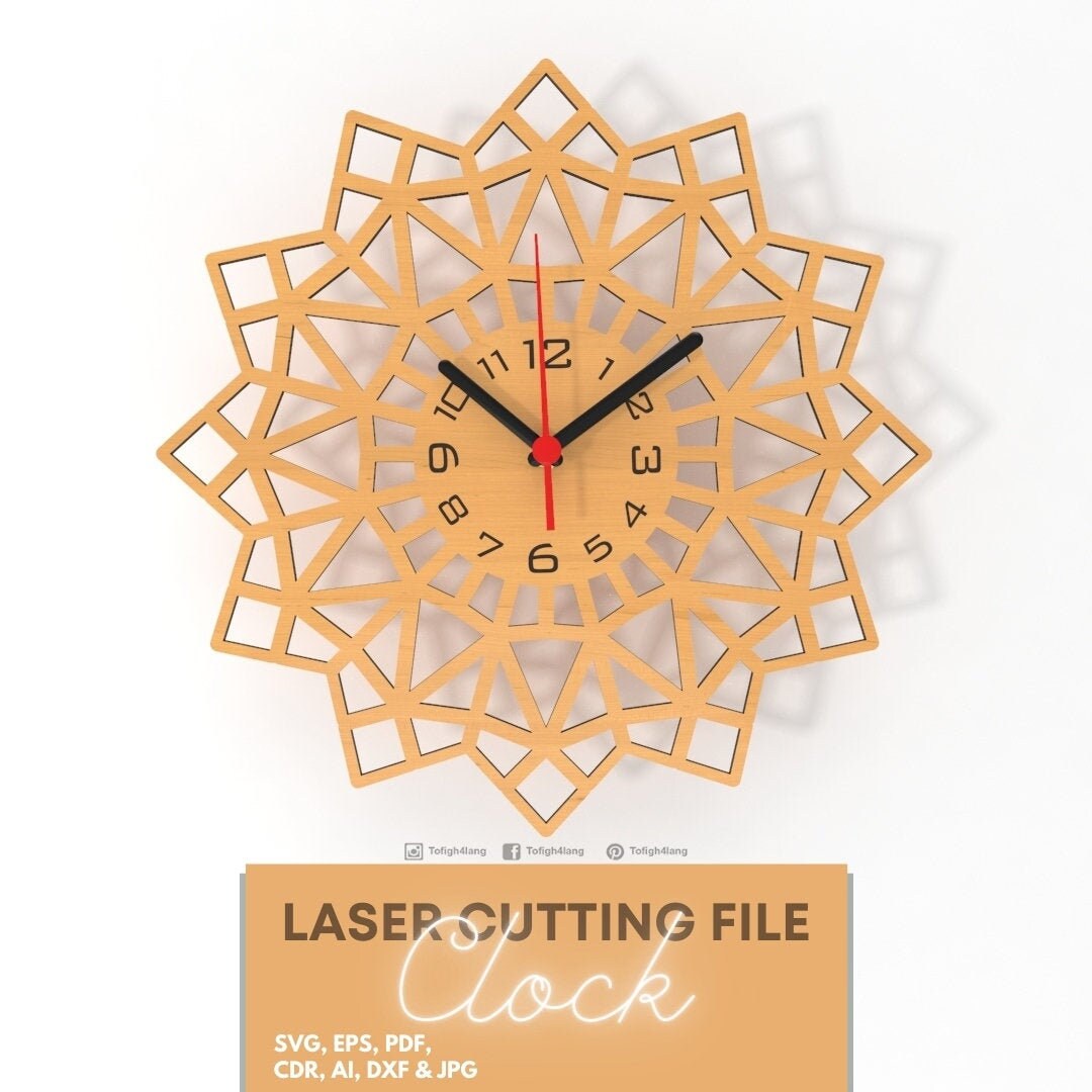 CLOCK Laser cutting File Etsy