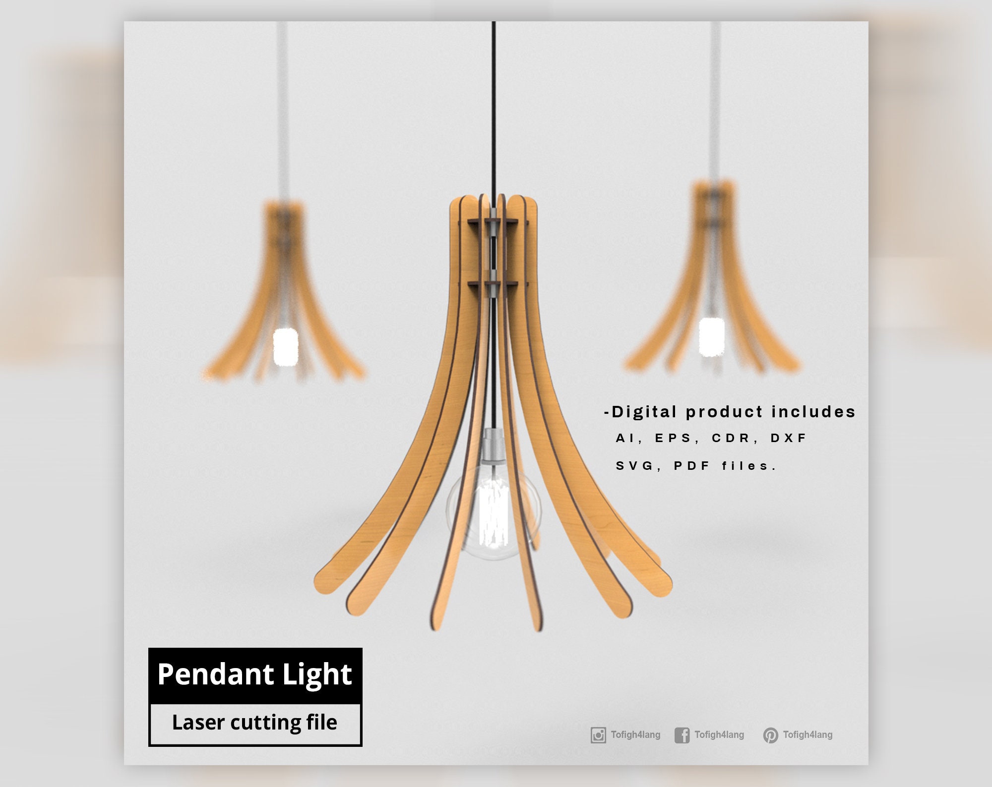 Pendant Light Laser Cut File Etsy
