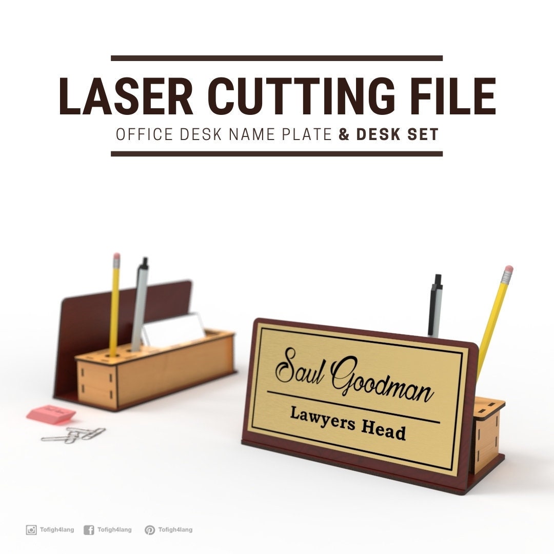 Office Desk Name Plate& DESK SET Laser Cutting File - Etsy