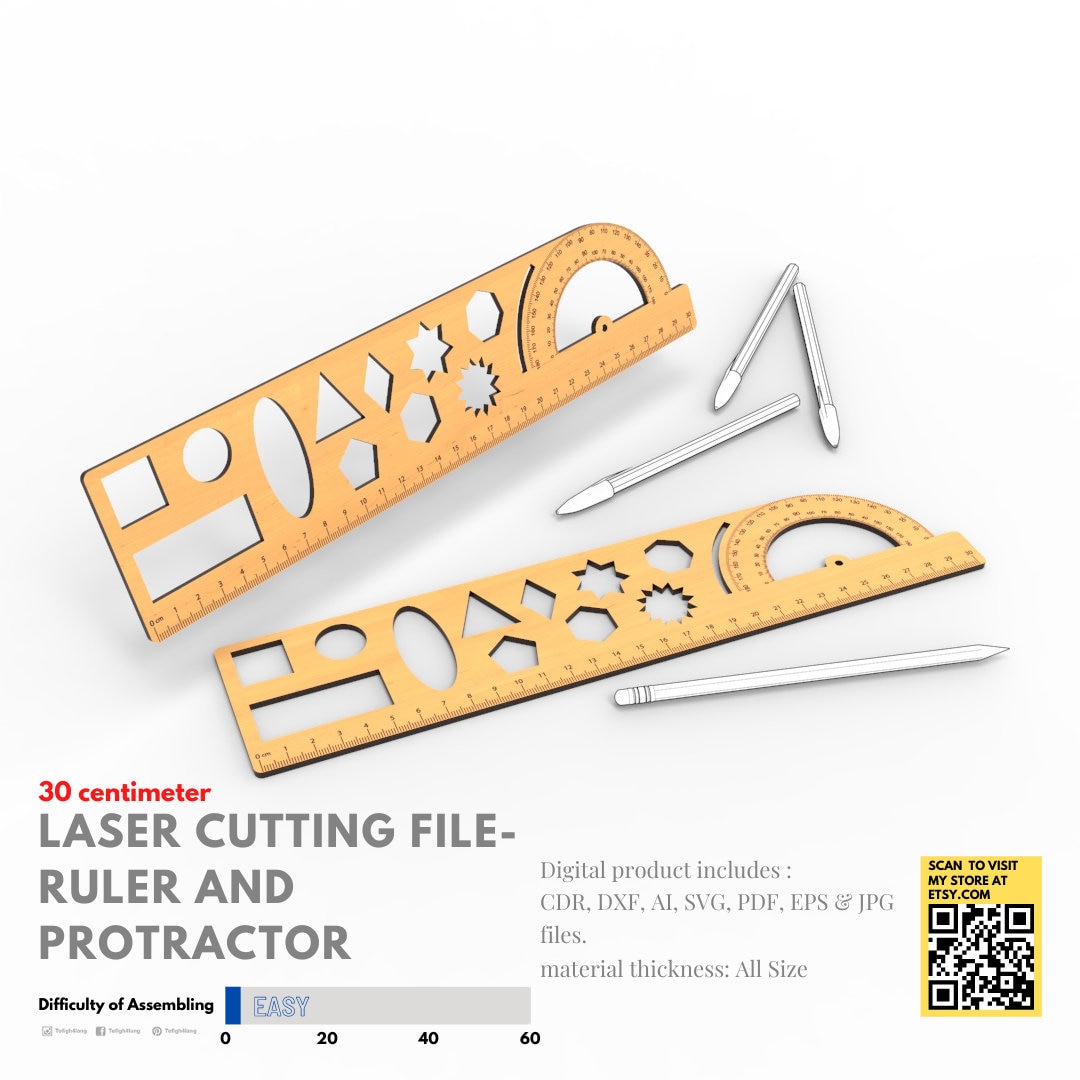 ruler and protractor laser cut file etsy canada