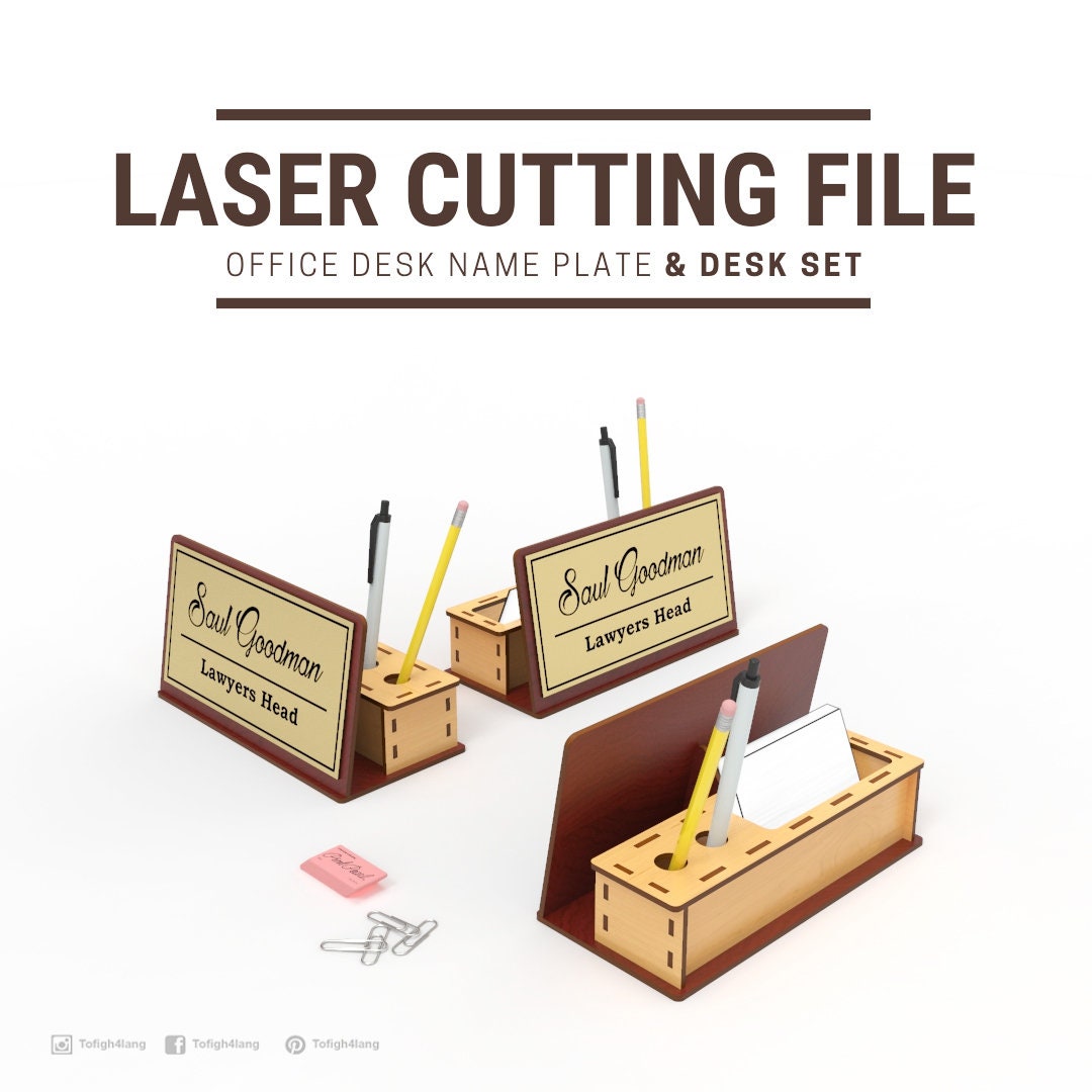 Office Desk Name Plate& DESK SET Laser Cutting File Etsy India