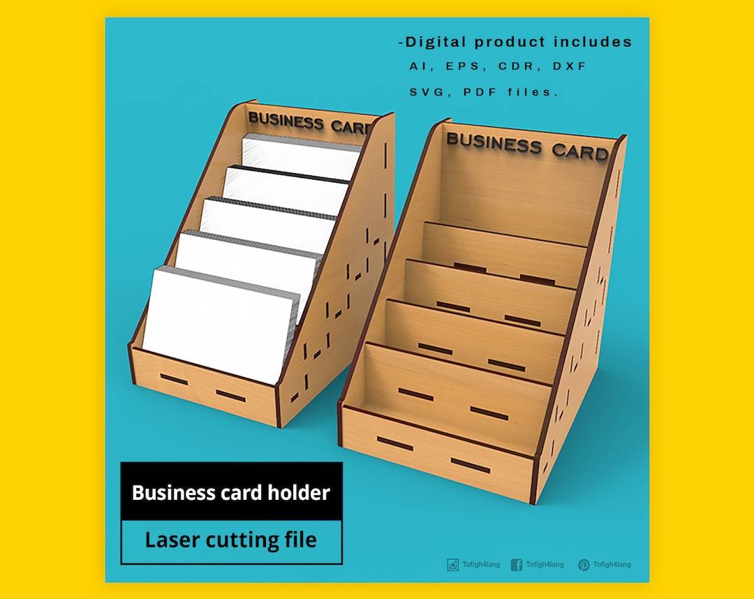 Business Card Holder Laser Cut File Etsy