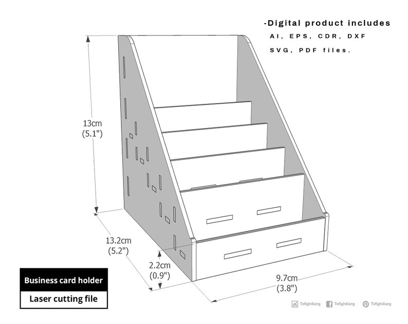 Business Card Holder laser cut file image 3